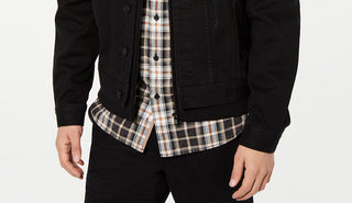 American Rag Mens Hooded Denim Trucker Jacket Black Size Small