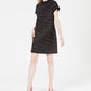 Maison Jules Women's Collared Printed Shift Dress Black Size Large