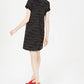 Maison Jules Women's Collared Printed Shift Dress Black Size Large