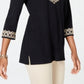 Charter Club Women's Lace-Trim Tunic Top  Black Size Extra Small