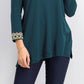 Charter Club Women's Lace-Trim Tunic Top Dark Mod Teal Size 2 Extra Large