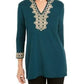 Charter Club Lace-Trim Tunic Top Green Size X-Small