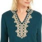 Charter Club Lace-Trim Tunic Top Green Size X-Small