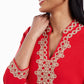 Charter Club Women's Petite 3/4-Sleeve Textured Tunic Red Size X-Large