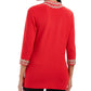 Charter Club Women's Petite 3/4-Sleeve Textured Tunic Red Size X-Large