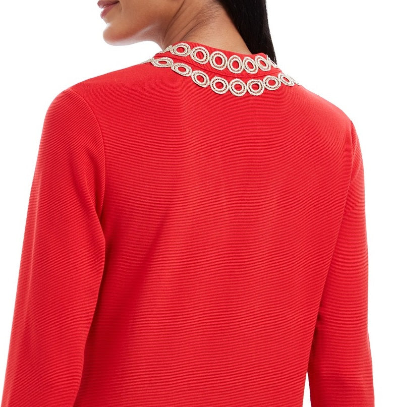 Charter Club Women's Petite 3/4-Sleeve Textured Tunic Red Size X-Large