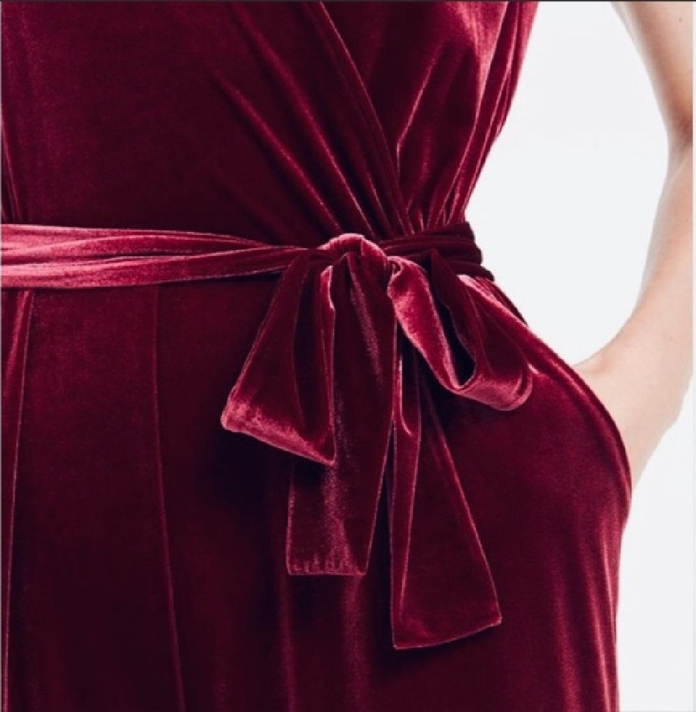 Alfani Women's Velvet Wide-Leg Jumpsuit Wine Size Smal