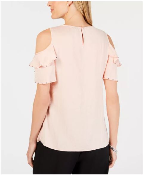 JM Collection Women's Ruffled Off The Shoulder Top Pink Size Large