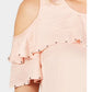 JM Collection Women's Ruffled Off The Shoulder Top Pink Size Large