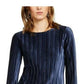 INC International Concepts Women's Pleated Velvet Top Navy Size Large