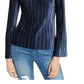 INC International Concepts Women's Pleated Velvet Top Navy Size Large