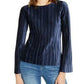 INC International Concepts Women's Pleated Velvet Top Navy Size Small