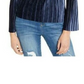 INC International Concepts Women's Pleated Velvet Top Navy Size Small