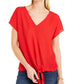INC International Concepts Women's Tie-Front Top Dark Red Size Petite Small