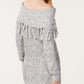 INC International Concepts Women's Foldover Off-The-Shoulder Sweater Silver Size Small