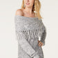 INC International Concepts Women's Foldover Off-The-Shoulder Sweater Silver Size Small