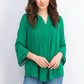 Charter Club Women's Double-Ruffle Textured Pintuck Top Dark Green Size X-Small