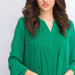Charter Club Women's Double-Ruffle Textured Pintuck Top Dark Green Size X-Small