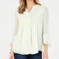 Charter Club Women's Double-Ruffle Textured Pintuck Top Cloud Size Small