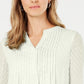 Charter Club Women's Double-Ruffle Textured Pintuck Top Cloud Size Small