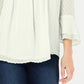 Charter Club Women's Double-Ruffle Textured Pintuck Top Cloud Size Small