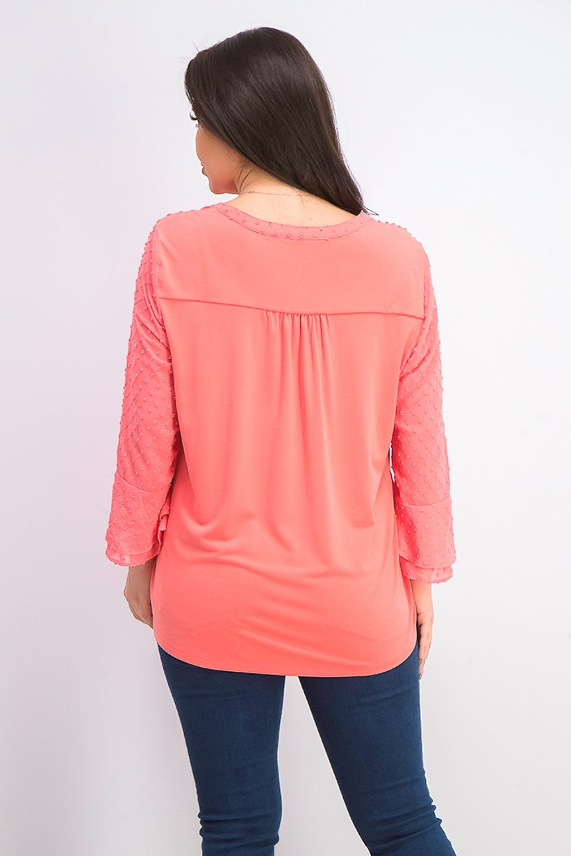 Charter Club Women's Petite Double-Ruffle Textured Pintuck Top Dark Pink Size Petite Small