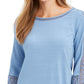 Charter Club Women's Crochet-Inset Top Blue Size Large