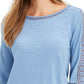 Charter Club Women's Crochet-Inset Top Blue Size Small
