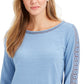Charter Club Women's Crochet-Inset Top Blue Size Extra Large