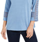 Charter Club Women's Crochet-Inset Top Blue Size Extra Large