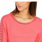 Charter Club Women's Crochet-Inset Top Pink Size Medium