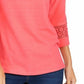 Charter Club Women's Crochet-Inset Top Pink Size Medium
