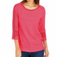 Charter Club Women's Crochet-Inset Top Med Pink Size Extra Small