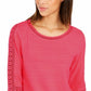 Charter Club Women's Crochet-Inset Top Med Pink Size Extra Small