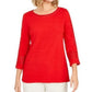 Charter Club Women's Crochet-Inset Top Red Size Medium