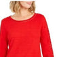 Charter Club Women's Crochet-Inset Top Red Size Medium