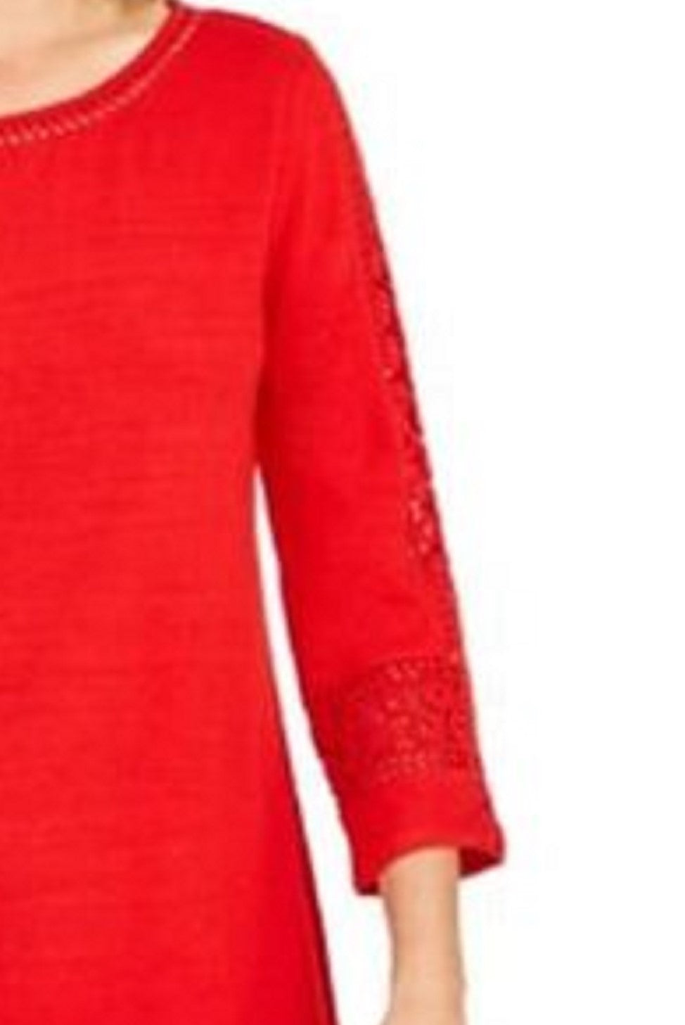 Charter Club Women's Crochet-Inset Top Red Size Medium