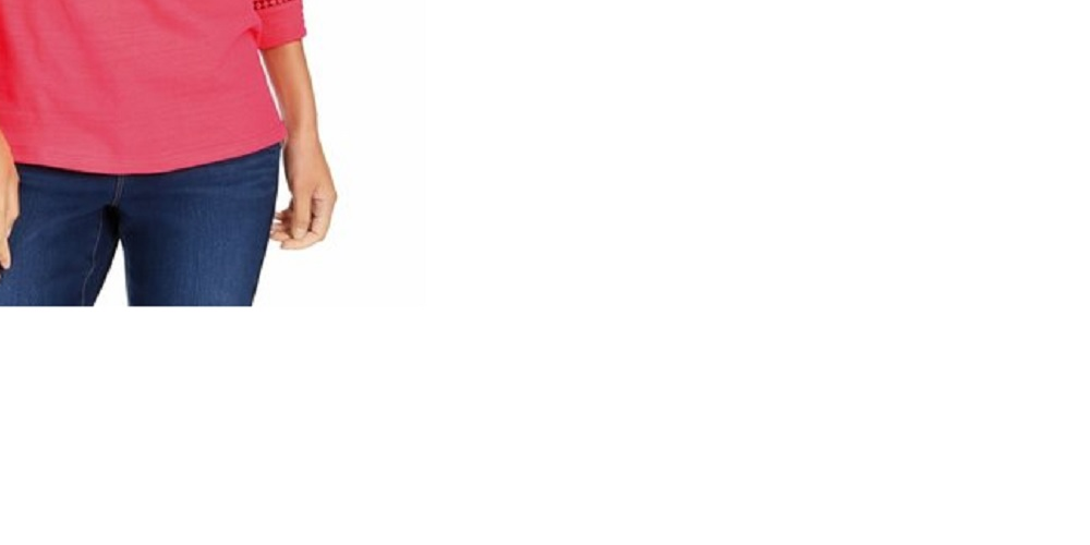 Charter Club Women's Crochet-Inset Top Red Size Extra Large