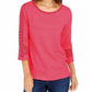 Charter Club Women's Crochet-Inset Top Red Size Extra Small