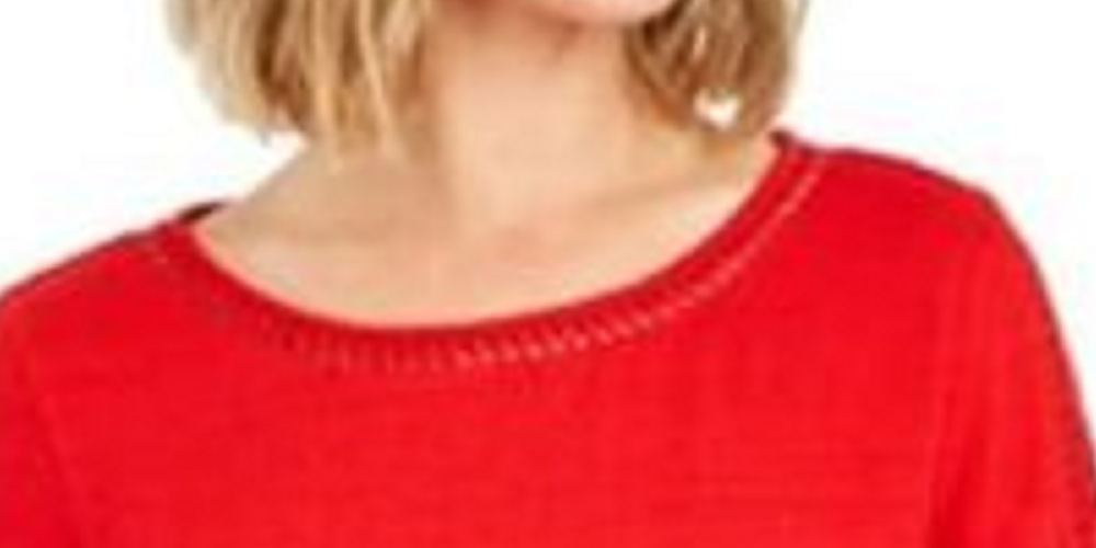 Charter Club Women's Crochet-Inset Top Red Size 2 X-Large