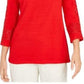 Charter Club Women's Crochet-Inset Top Red Size 2 X-Large