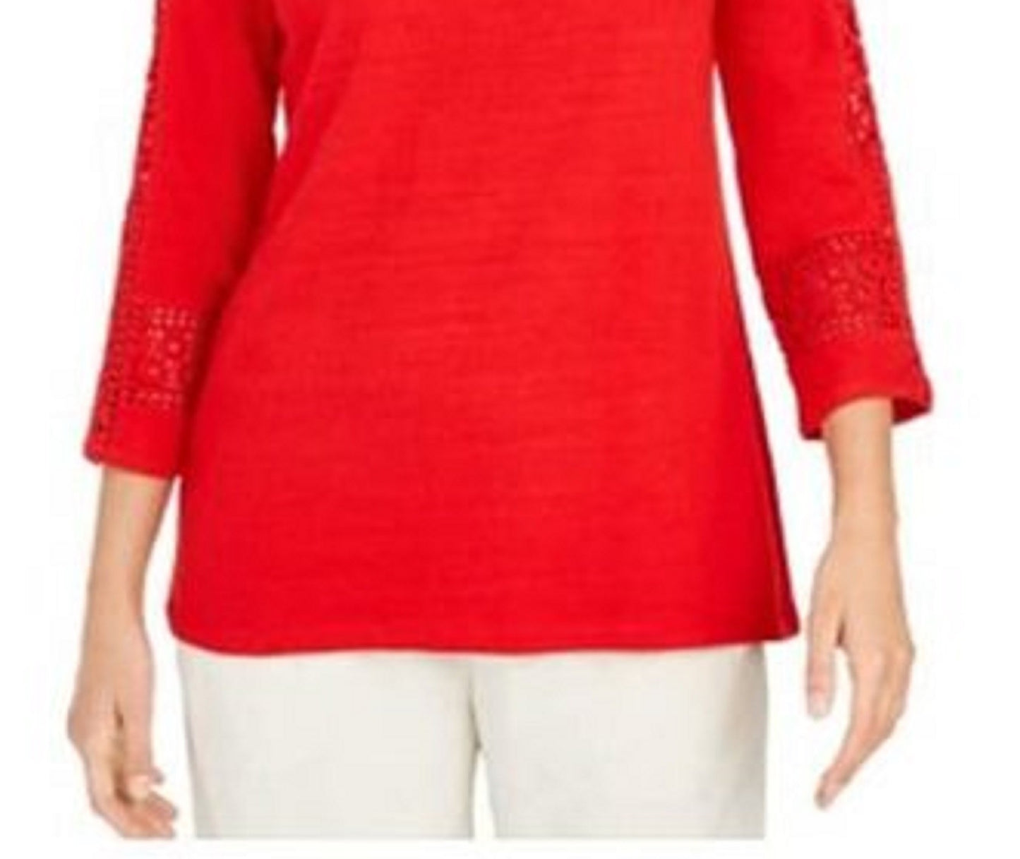 Charter Club Women's Crochet-Inset Top Red Size 2 X-Large