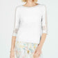 Charter Club Women's Crochet-Inset Top White Size XX Large