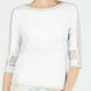 Charter Club Women's Crochet-Inset Top White Size XX Large