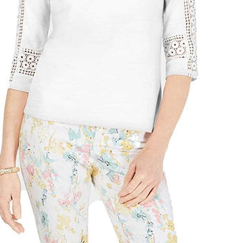 Charter Club Women's Crochet-Inset Top White Size XX Large