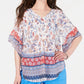 Style & Co Women's Retro Scarf Print Pintuck Pleat Top Navy Size Large