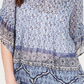 Style & Co Women's Retro Scarf-Print Pintuck-Pleat Top Navy Size X-Small