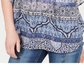 Style & Co Women's Retro Scarf-Print Pintuck-Pleat Top Navy Size X-Small