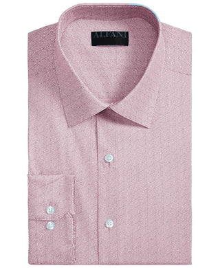 Alfani Men's Regular-Fit AlfaTech Spiral Dot Shirt Pink Size 14x32-33
