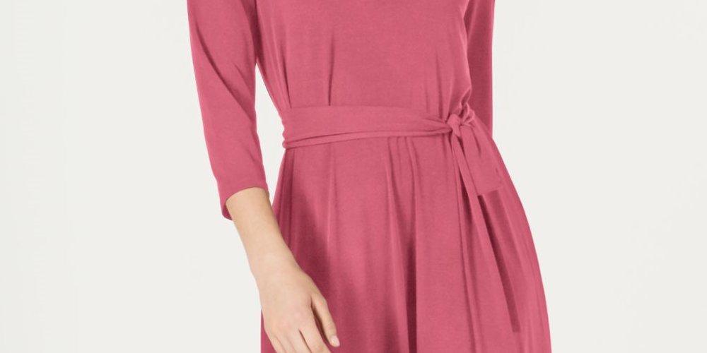 Charter Club Women's Petite Solid Midi Dress  Rapture Rose Size Medium